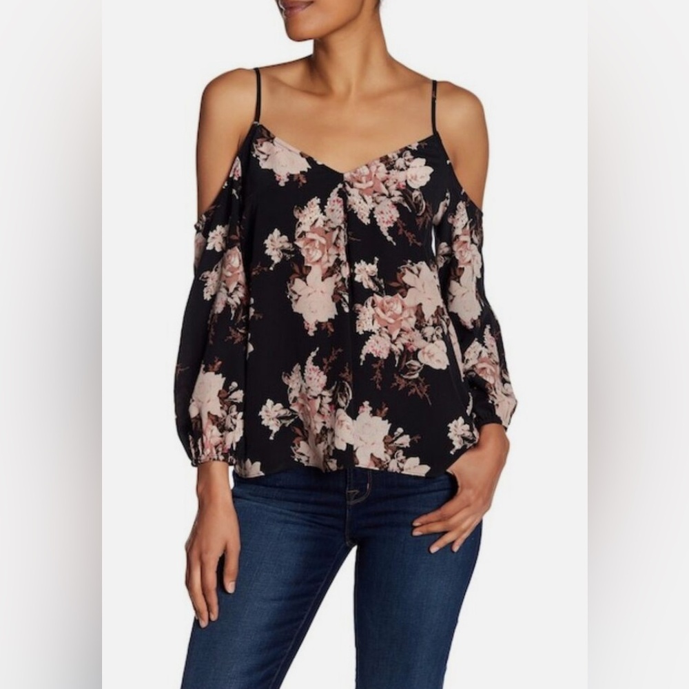 Joie Women’s Eclipse Black & Pink Floral Silk Top, Size-S